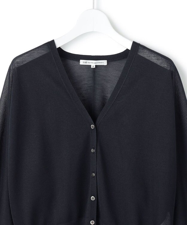 23区 L 【先行予約/WEB&一部店舗限定カラーあり】シャイニーシアー ドルマンスリーブ カーディガン [WEB&一部店舗限定]ネイビー系