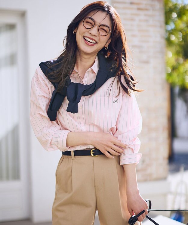 ANY ANYオーバーサイズシャツ ピンクストライプ