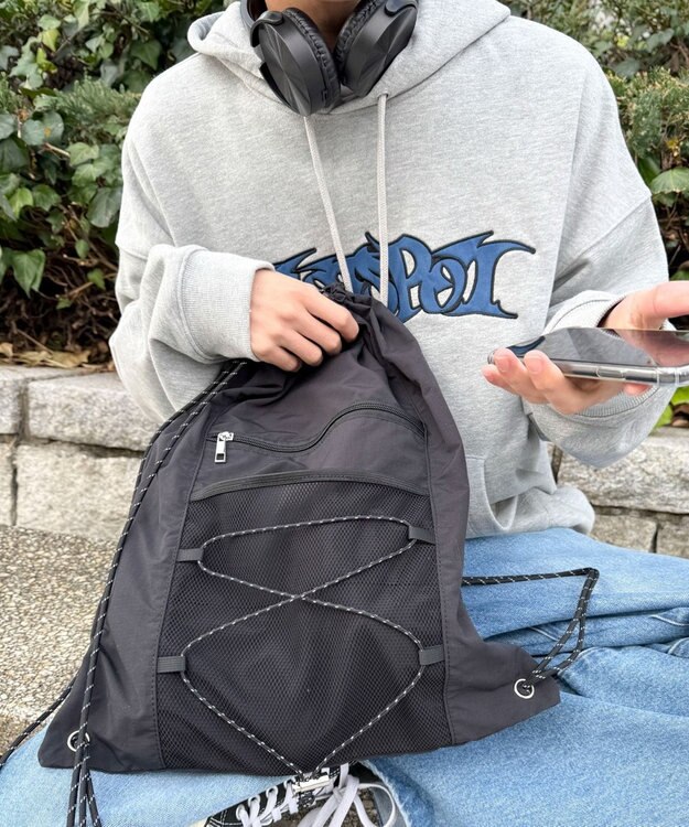 WEGO 【ユニセックス着用ITEM】コードデザインナップサック ブラック