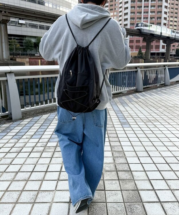 WEGO 【ユニセックス着用ITEM】コードデザインナップサック ブラック