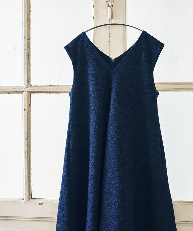 組曲 ファンシーツイード Vネックジャンスカ ネイビー系