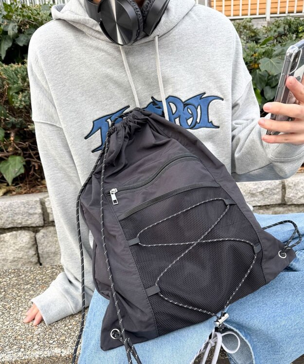 WEGO 【ユニセックス着用ITEM】コードデザインナップサック ブラック