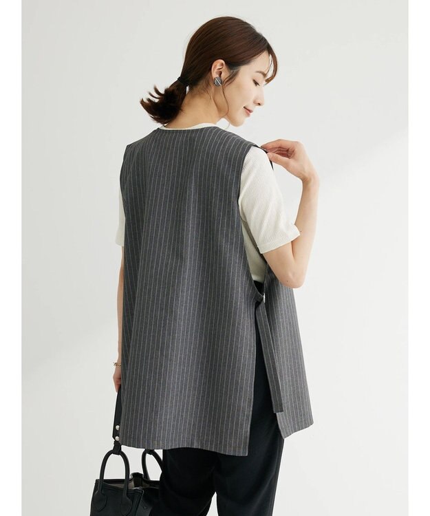 Green Parks アソート柄薄手ベスト Stripe Gray