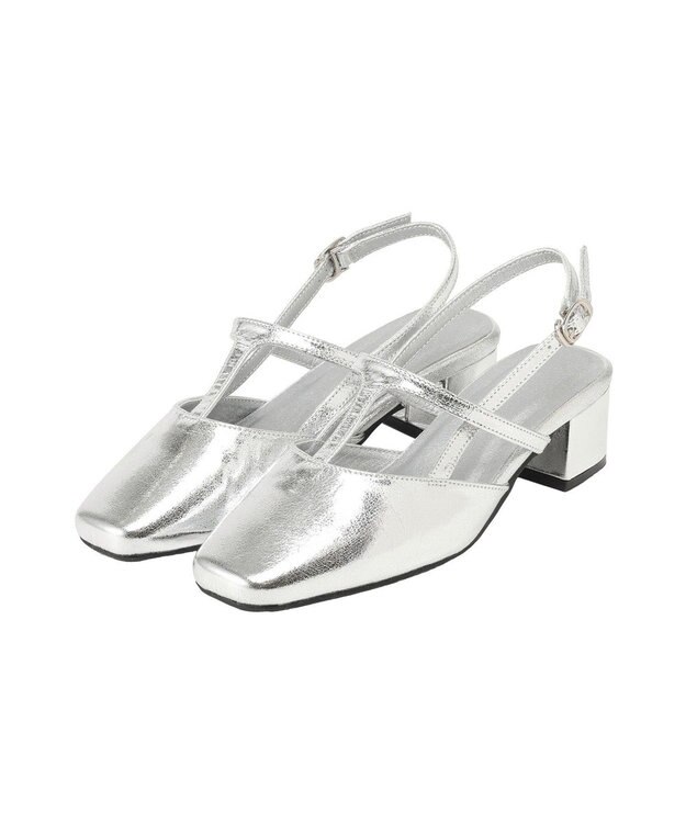 AMERICAN HOLIC Tストラップスクエアパンプス Silver