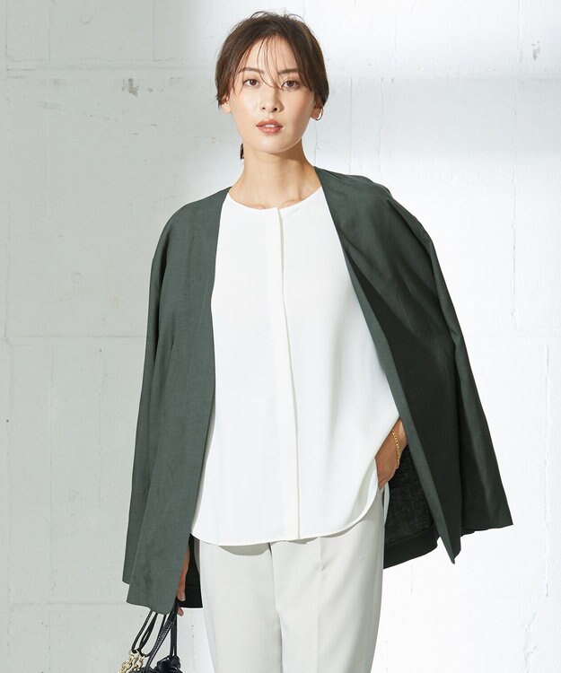 ICB 【洗える】 Unleash ノーカラージャケット ダークカーキ系