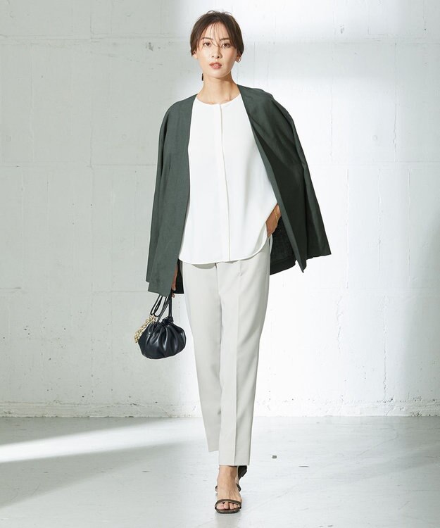 ICB 【洗える】 Unleash ノーカラージャケット ダークカーキ系