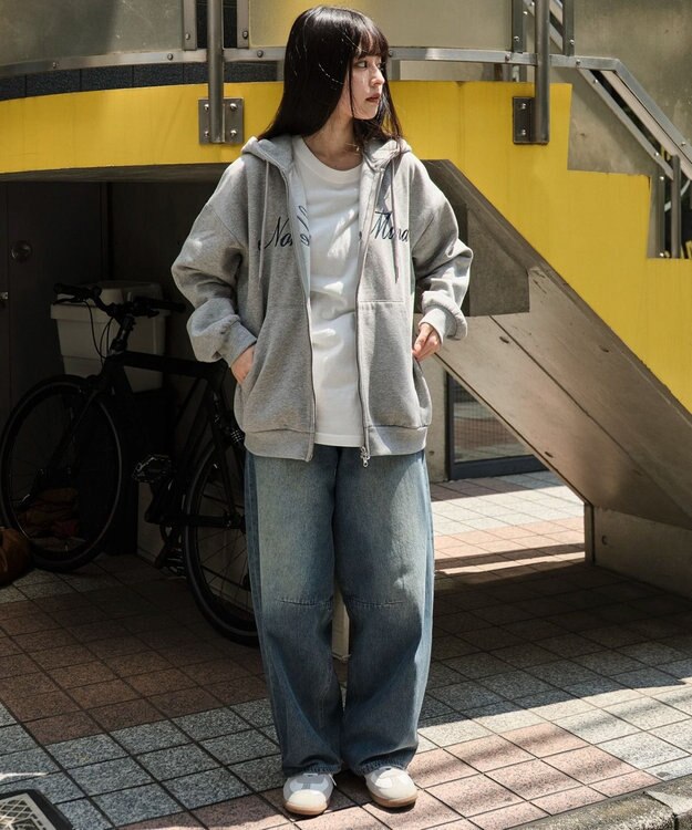 WEGO 【25年秋冬新作/ユニセックス着用ITEM/SMLサイズ展開】グラフィックロゴダブルZIPパーカー グレーその他