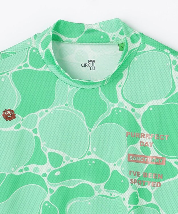 PW CIRCULUS 【MEN】WATER SURFACE プリントモックネックT ゴルフ ピーコックグリーン系5