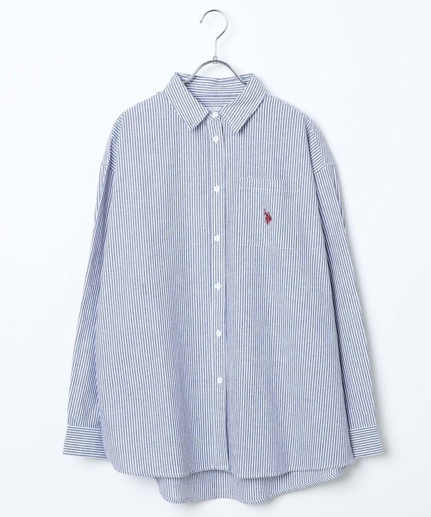 WEGO 【25年秋新色登場★】U.S. POLO ASSN.別注ロングスリーブシャツ ブルーストライプ