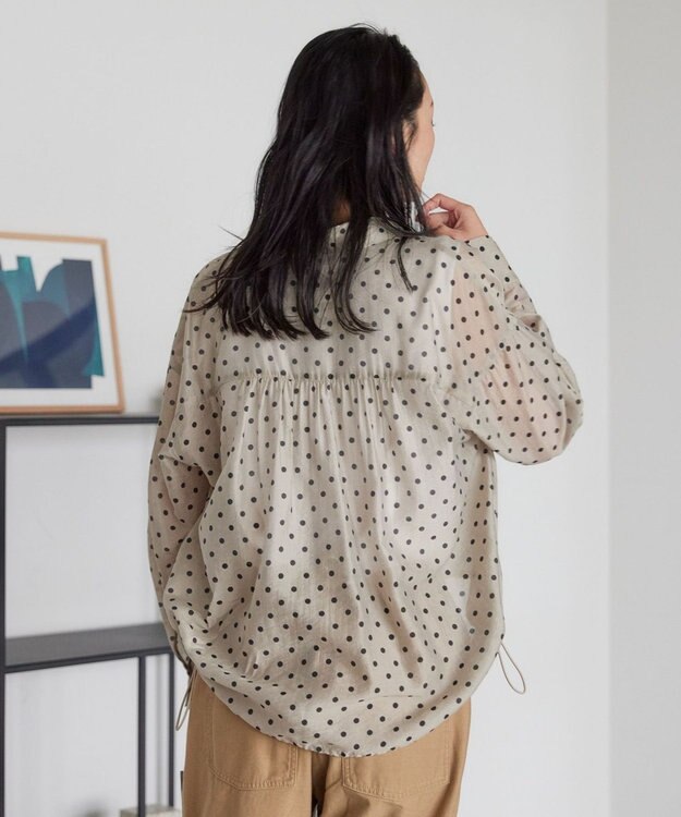 AMERICAN HOLIC ドットドロストシャツ Pink Beige