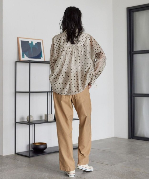 AMERICAN HOLIC ドットドロストシャツ Pink Beige