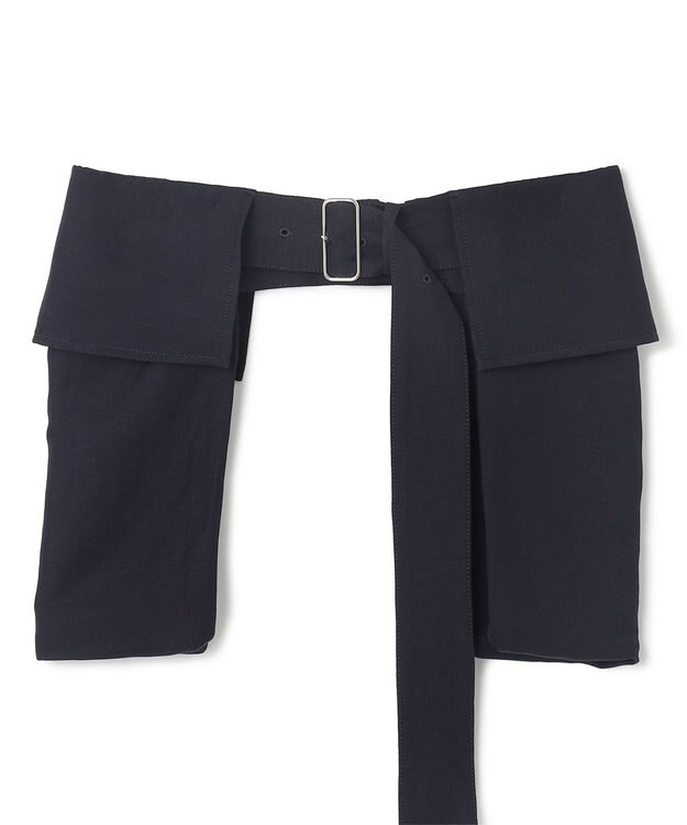 BEIGE， 【洗える】BERNARD / リネンワイドポケット付きラップベルト Navy