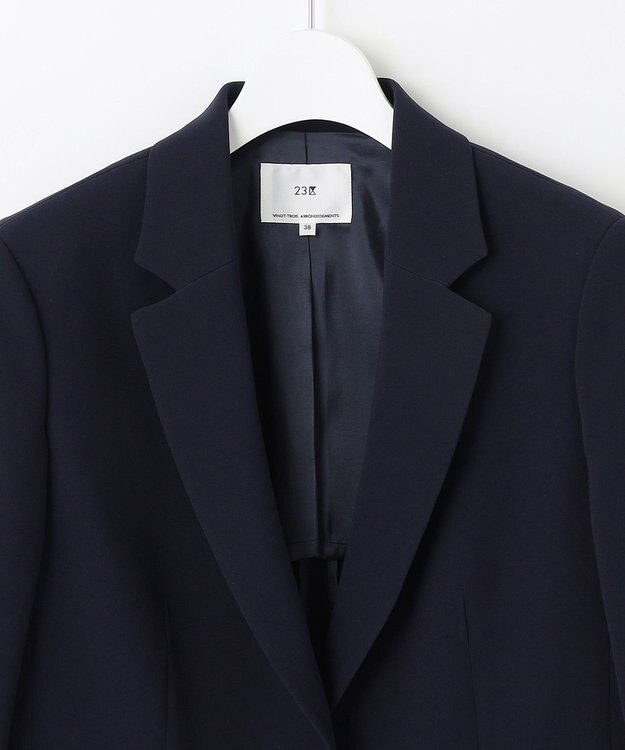 23区 【セットアップ対応/洗える】トリアセダブルジョーゼット テーラード ジャケット ネイビー系
