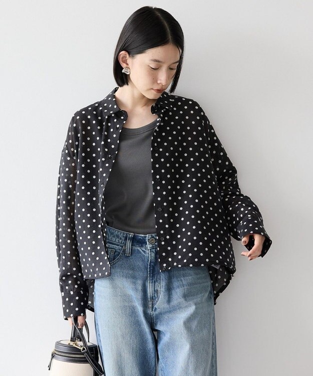 AMERICAN HOLIC ドットドロストシャツ Black