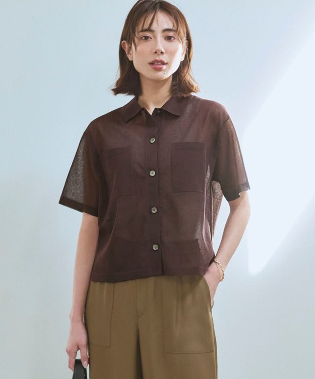 23区 【見上愛さん着用/WEB&一部店舗限定カラーあり】シアー ポロニット ダークブラウン系