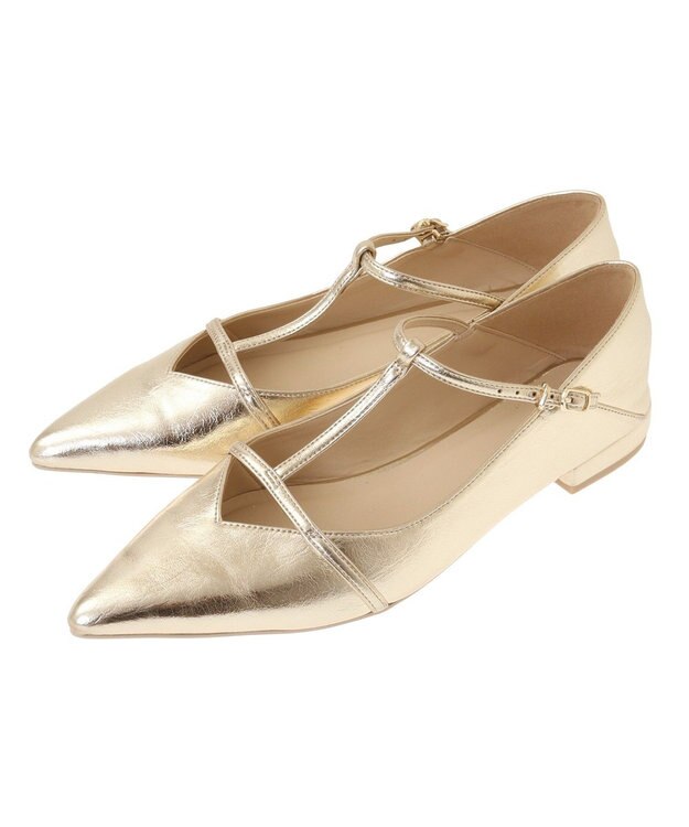 YECCA VECCA メリージェーンTストラップパンプス Gold