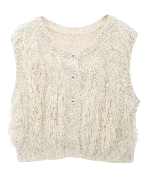 Green Parks フェザーニットベスト Off White