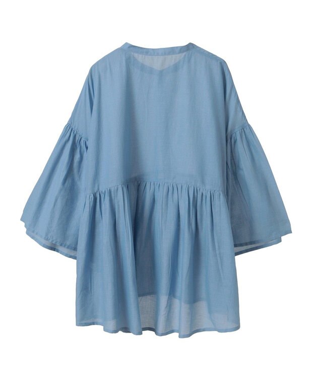 earth music&ecology コットンボイルギャザーシャツ Sax