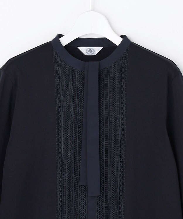 J.PRESS LADIES S レースコンビ ボウタイ カットソー ネイビー系