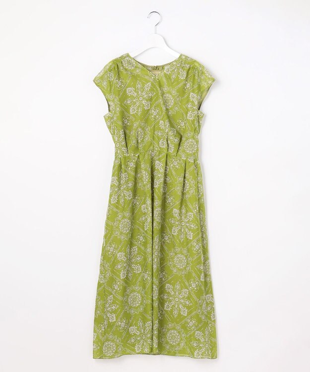 自由区 S 【カタログ掲載】ロータスタイルプリント ワンピース ピスタチオ