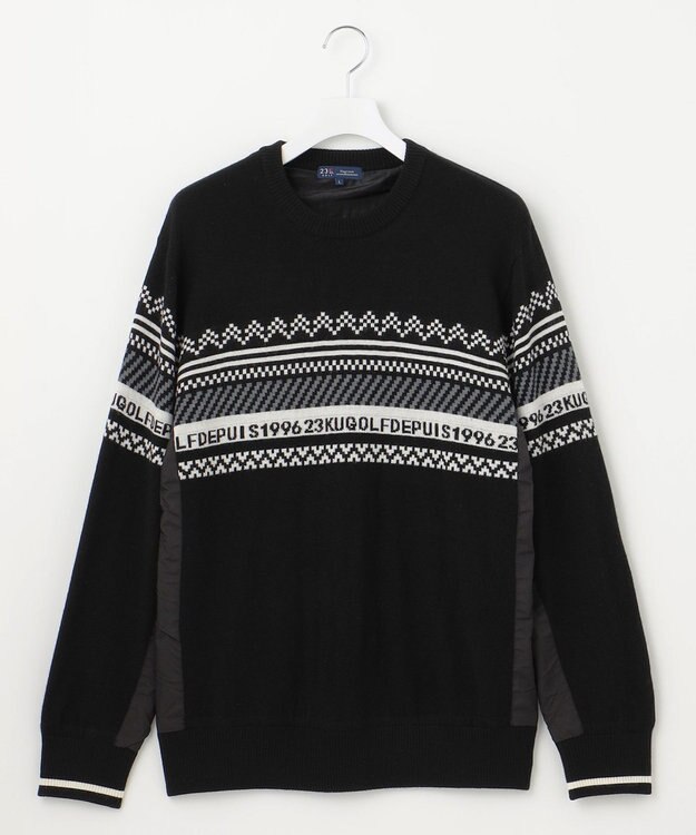 23区GOLF 【MEN】【ウォッシャブル】フェアアイル柄ニット ブラック系