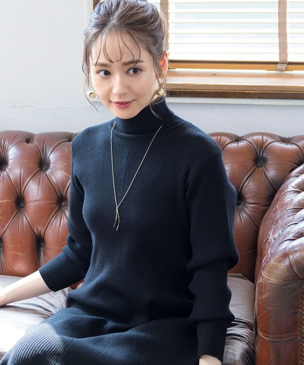 Tiaclasse 【洗える】大人上品なニットカーデ＋ワンピースセット ブラック