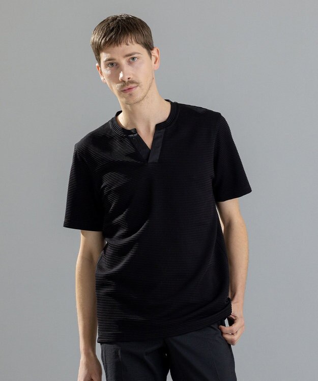 JOSEPH HOMME タックリップルジャージー　キーネック ブラック系