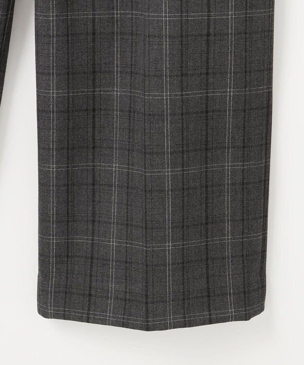 自由区 TRギャバ裏起毛チェック柄ワイド パンツ チャコール系チェック