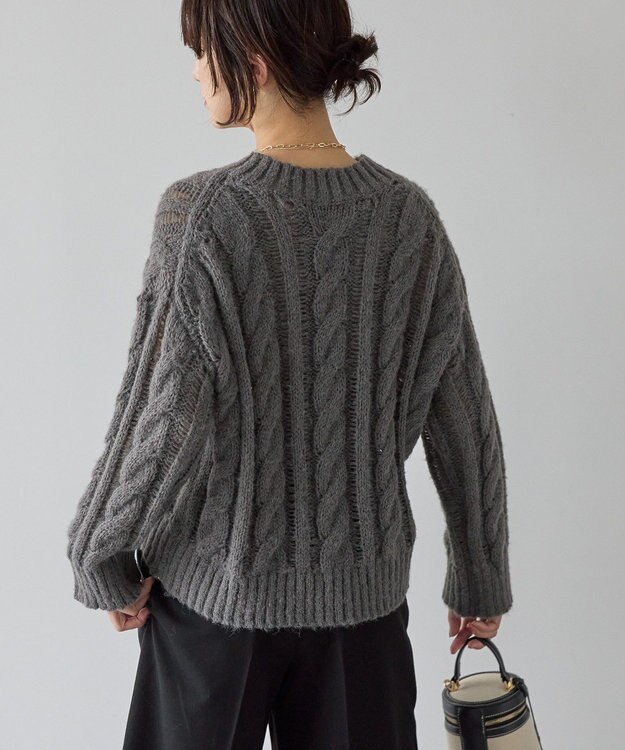 AMERICAN HOLIC 透かしケーブルニットプルオーバー Green