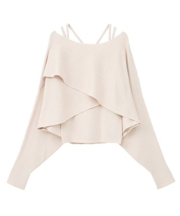 earth music&ecology 【2WAY】【洗濯機洗い可】SET2点クロスニット＋キャミソール Ivory