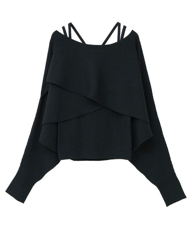 earth music&ecology 【2WAY】【洗濯機洗い可】SET2点クロスニット＋キャミソール Black