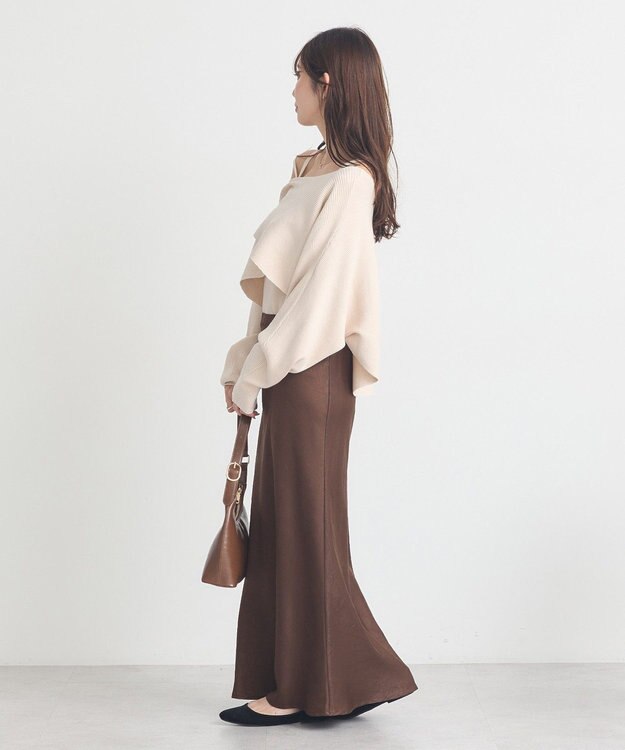 earth music&ecology 【2WAY】【洗濯機洗い可】SET2点クロスニット＋キャミソール Ivory