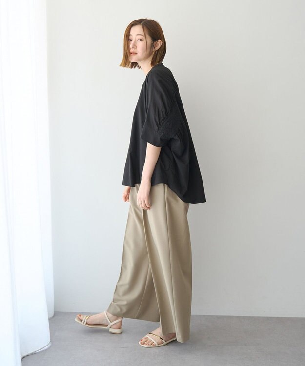 YECCA VECCA バック刺繍バンドカラーシャツ Black