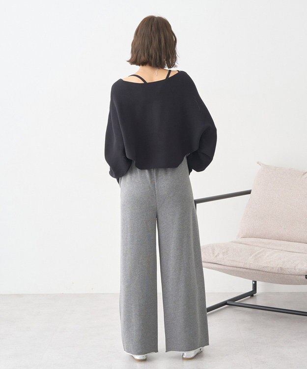 earth music&ecology 【2WAY】【洗濯機洗い可】SET2点クロスニット＋キャミソール Black