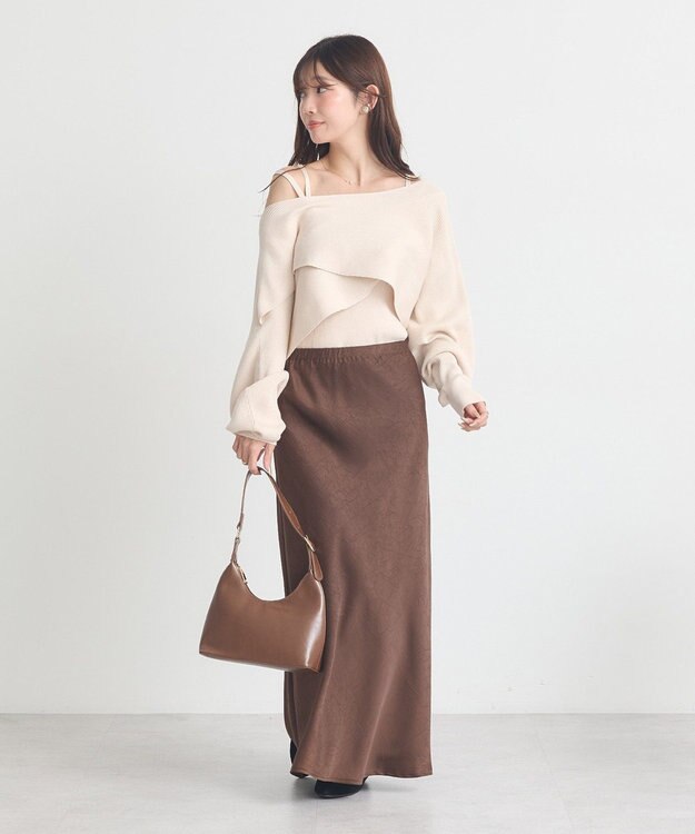 earth music&ecology 【2WAY】【洗濯機洗い可】SET2点クロスニット＋キャミソール Ivory