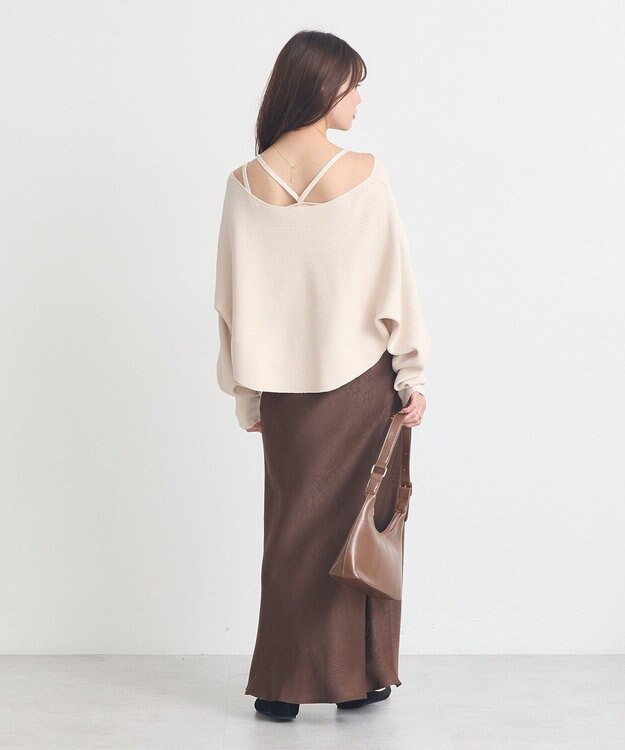 earth music&ecology 【2WAY】【洗濯機洗い可】SET2点クロスニット＋キャミソール Ivory