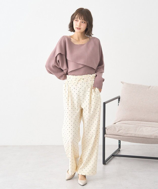 earth music&ecology 【2WAY】【洗濯機洗い可】SET2点クロスニット＋キャミソール Mocha