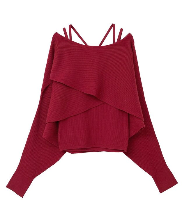 earth music&ecology 【2WAY】【洗濯機洗い可】SET2点クロスニット＋キャミソール Bordeaux