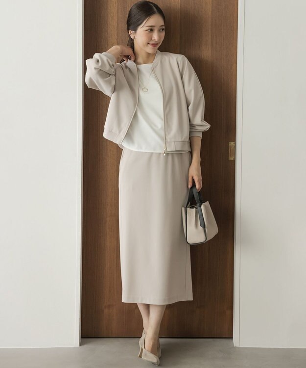 組曲 【ご好評につき追加生産！】ジョーゼットジャージー ブルゾン ベージュ系