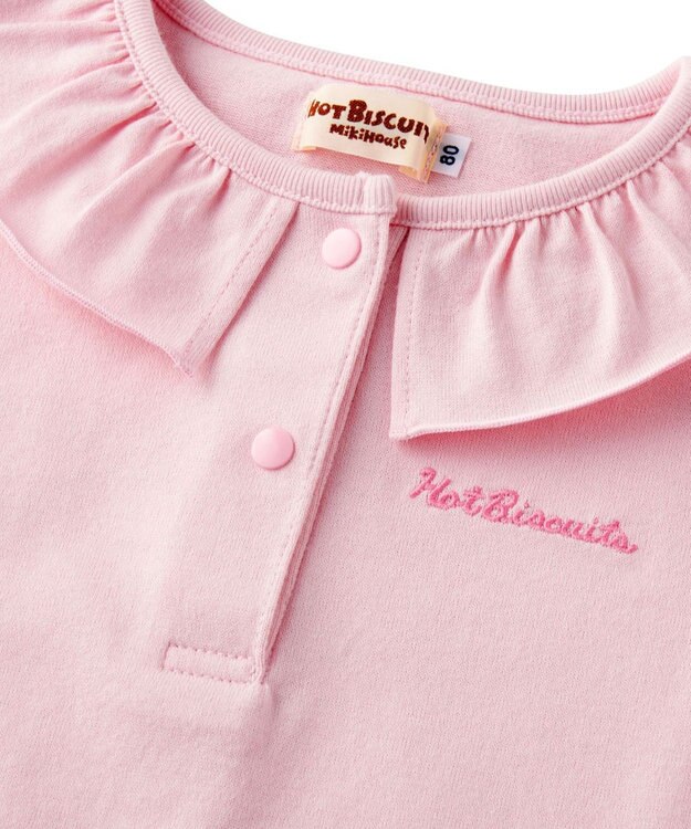 MIKI HOUSE HOT BISCUITS 【70-110cm】 天竺素材 フリル 半袖Tシャツ ピンク