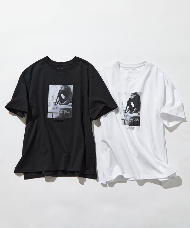 23区 L 【洗える】JANE PACKERコラボ フォトプリント Tシャツ ブラック(PHOTO)