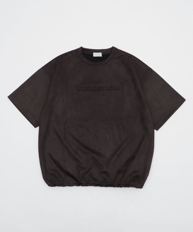 WEGO 【ユニセックス着用ITEM/MLサイズ展開】フェイクスウェードエンボスロゴT（SS） ブラック中濃色