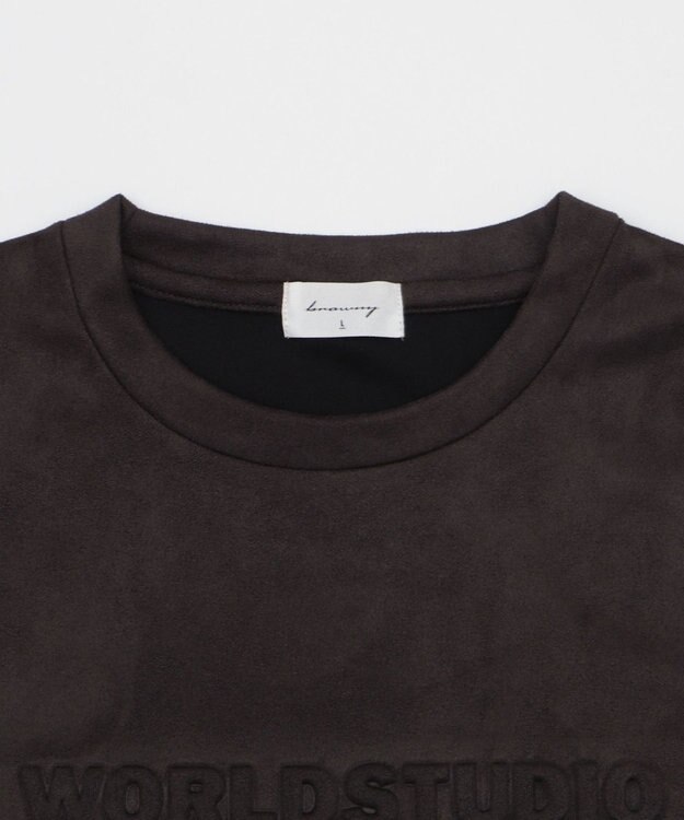 WEGO 【ユニセックス着用ITEM/MLサイズ展開】フェイクスウェードエンボスロゴT（SS） ブラック中濃色