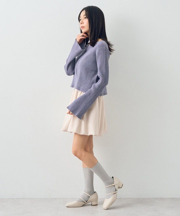 earth music&ecology ミニベロアダブルジップカーディガン Gray