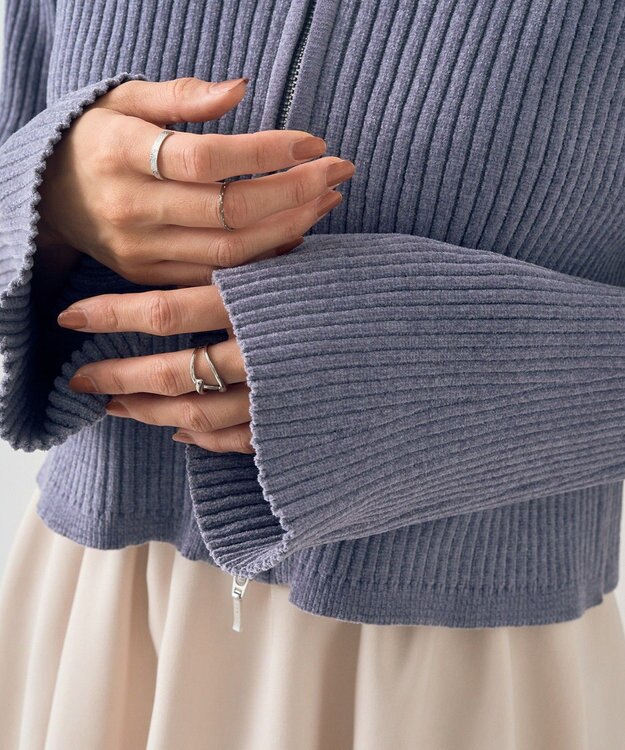 earth music&ecology ミニベロアダブルジップカーディガン Gray