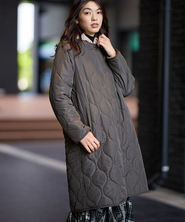 ANY L 【マフラー付き】キルトリバーシブルコート モカ