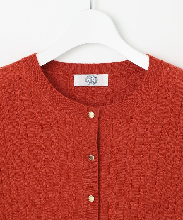 J.PRESS LADIES 【洗える】KNIT BASIC ミドル カーディガン オレンジ系