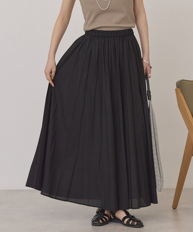 AMERICAN HOLIC 【選べる丈】シアープリーツスカート Black