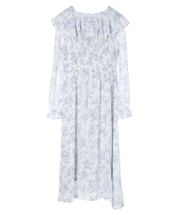 earth music&ecology 隠れバンビ花柄ワンピース Blue