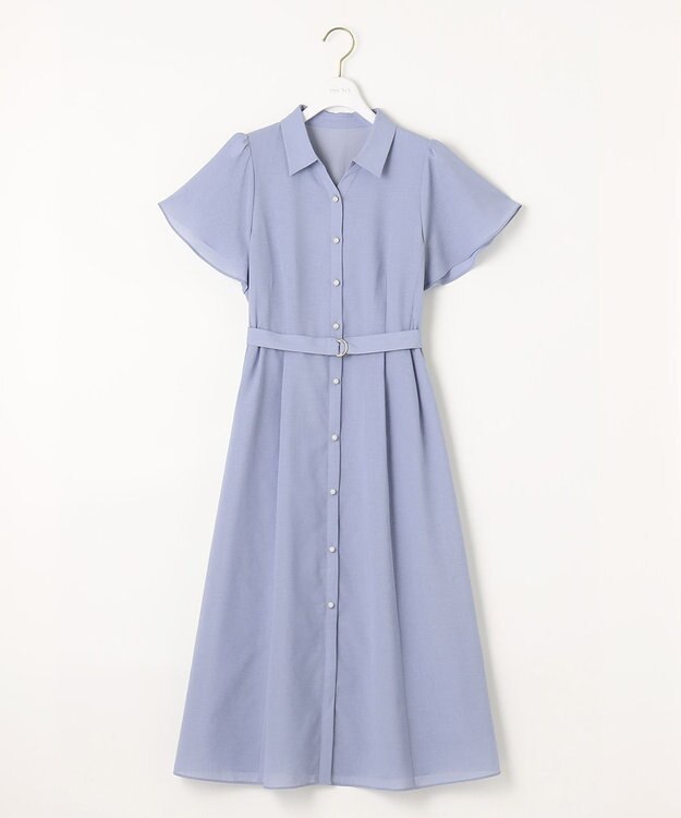 ANY SIS 【洗える】ビューティフレアシャツ ワンピース ライトブルー